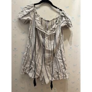 NWT BCB Generation Striped Off-Shoulder Romper with Tassel Tie Accents SZ Small